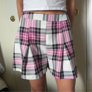Nasty Gal Pink and Black Plaid Skort